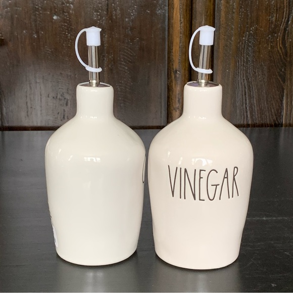 OIL & VINEGAR Rae Dunn Oil & Vinegar Ceramic Cruet Bottle Set - Picture 2 of 12